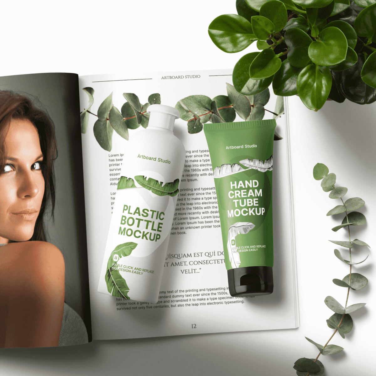 Professional designers usually have a big . Cosmetic Bottles And Magazine Mockup Template