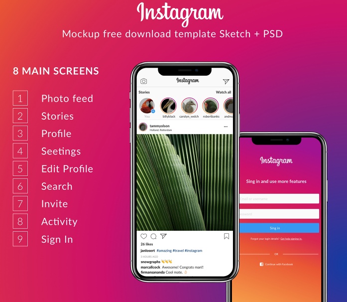 26+ Download Instagram Mobile Mockup Psd Free&nbsp;PSD